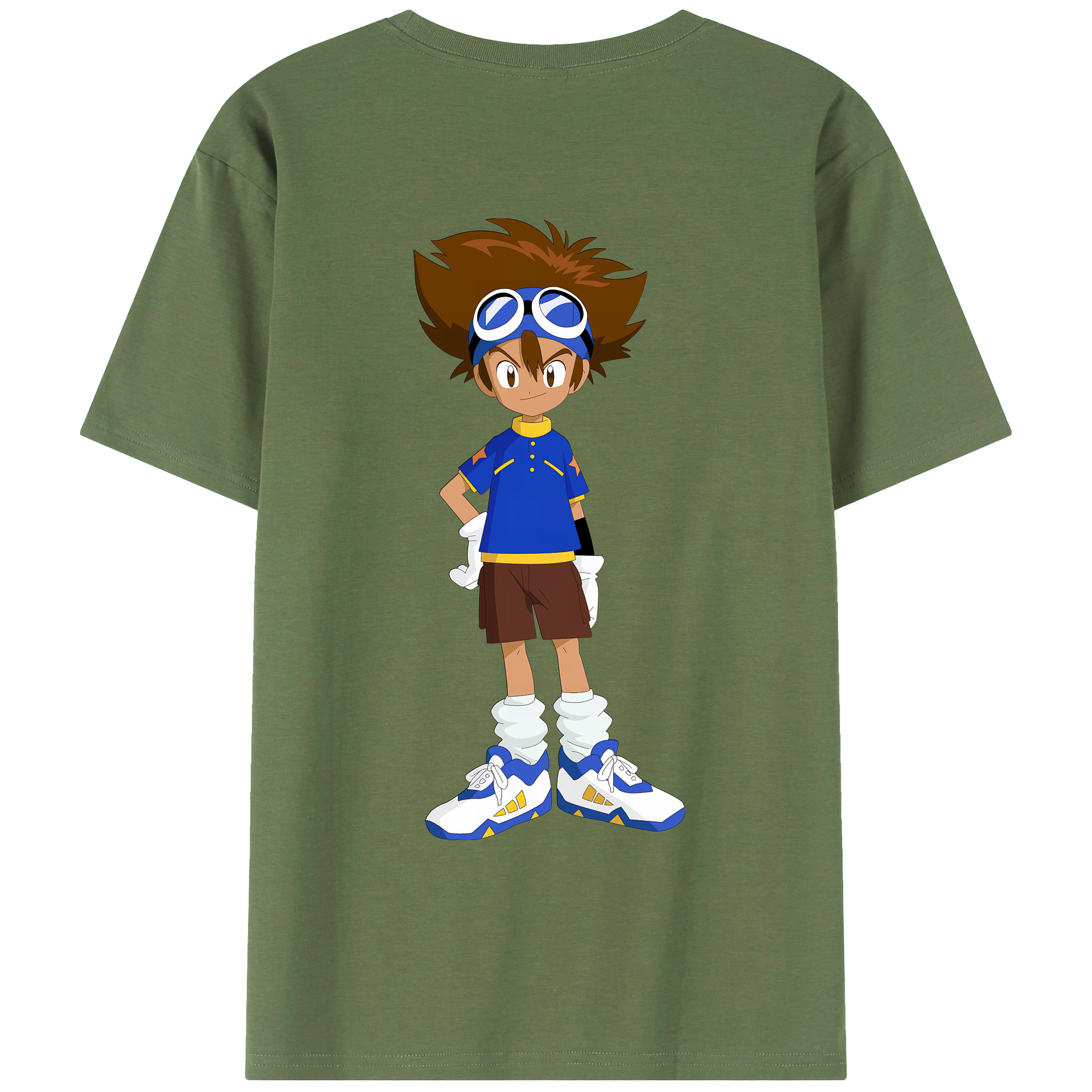 （画像用） Digimon デジタルモンスター/デジモン 綿100％ メンズ半袖Tシャツ（バックプリント） 通気性